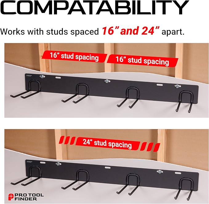Stud-Mounted Commercial-Grade Steel Garden Tool Organizer for Garage Wall, 2-Pack – 1300 lb Rated