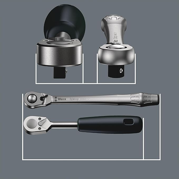 WERA 05004064001 8004 C Zyklop Full Metal Ratchet with Switch Lever, 1/2" Drive