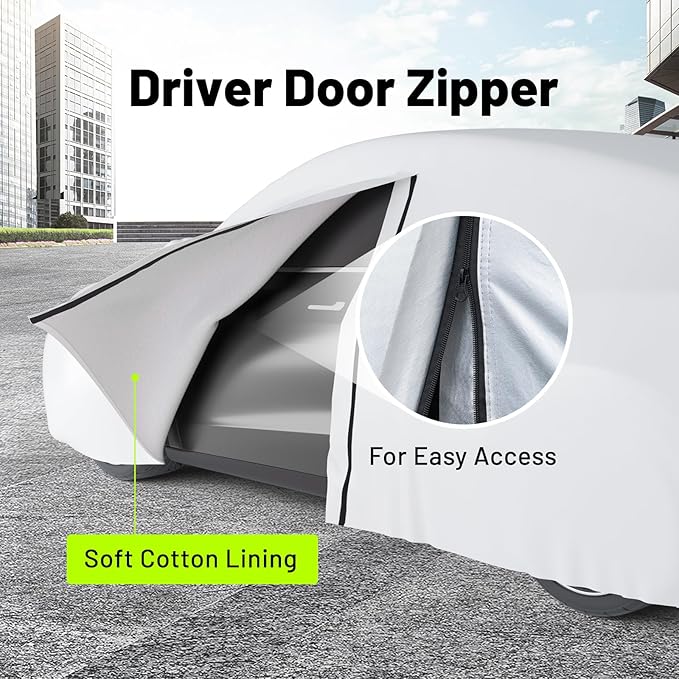 Favoto Car Cover for Tesla Model-Y - Custom Fit Vehicle Cover 6 Layers Waterproof All Weather Outdoor Rain Snow Sun Protection with Ventilated Mesh Charging Port Door Zipper