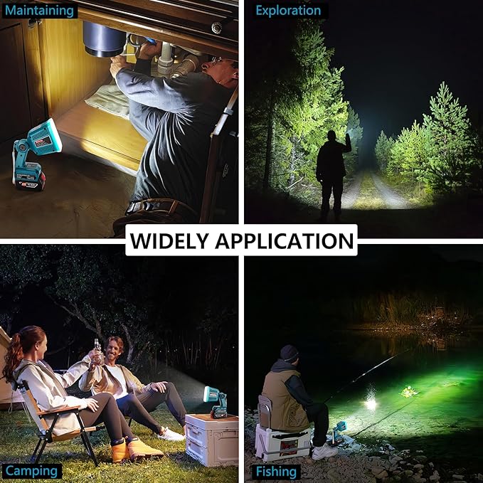 Taingwei LED Flashlight for Bosch 18v Battery, 18W LED Work Light,LED Battery Light, Flood Light for Camping, Car Repairing, Emergency and Job Site Lighting（Batteries Not Included）