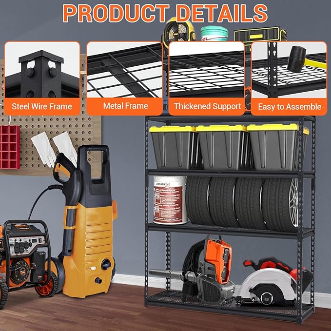 Towallmark Heavy Duty Storage Shelves 48 * 18in, 5 Tier Garage Storage Shelving, Adjustable Metal Storage Shelf Unit, Easy Assemble Garage Storage Shelving