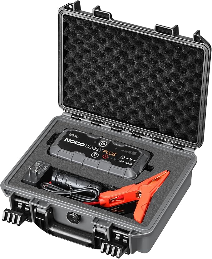 Case for NOCO Boost GB40 & GB20 – Waterproof Hard Shell Carrying Case with Custom Pre-Cut Foam, Shockproof Protective Travel Box Compatible with NOCO GB40/GB20 UltraSafe Jump Starter (Case Only)
