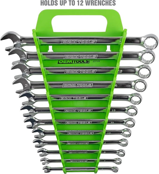 OEMTOOLS 23104 Wrench Organizer With Handle, For Shop, Garage, Or Tool Box, Organizers And Storage for Convenient Carrying, Case For Wrenches Or Pegboard Tool Holder, 13.8 Inches, Green
