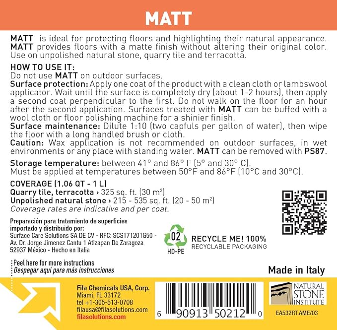 FILA Surface Care Solutions MATT Matte Liquid Wax, 1 L