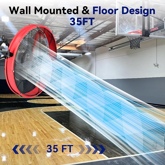 20" High Velocity Metal Floor Drum Fan, 4500 CFM Heavy Duty Industrial Shop Fan, 3 Speed, 360 Degree Tilt, Wall Mounted & Floor Design for Warehouse, Commercial, Barn, Garage - UL Safety Listed