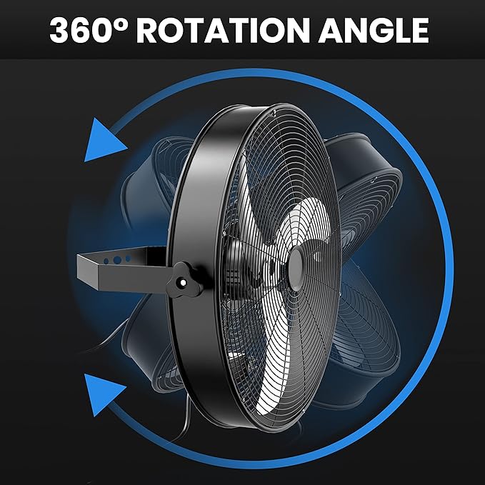 Simple Deluxe 20 Inch High Velocity Wall Mount Fan with Rack, 3 Speed Industrial/Commercial Metal Ventilation Fan,2 Pack