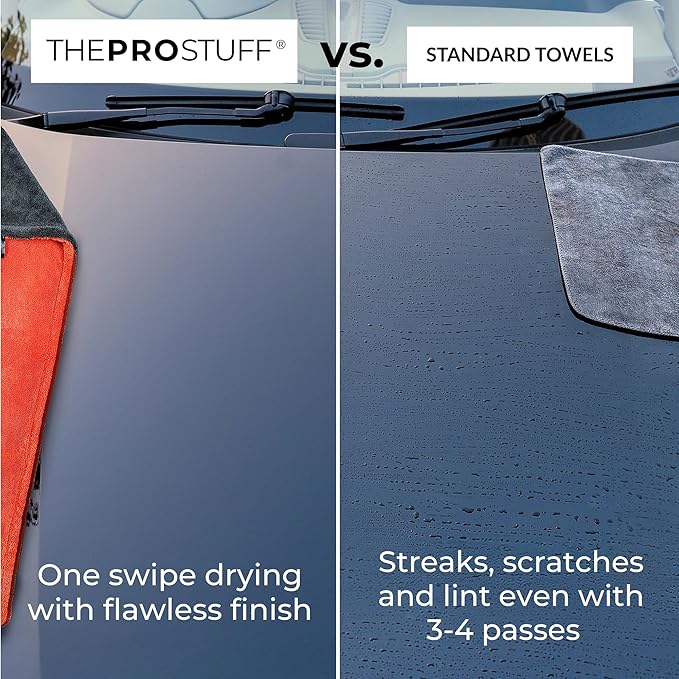 The Pro Stuff® Car Drying Towel 1400 GSM - Ultra Absorbent Twisted Loop Microfiber Towel for Auto Detailing, Scratch-Free Lint-Free Streak-Free Dual-Sided Car Wash Cloth, XL 24"x36"