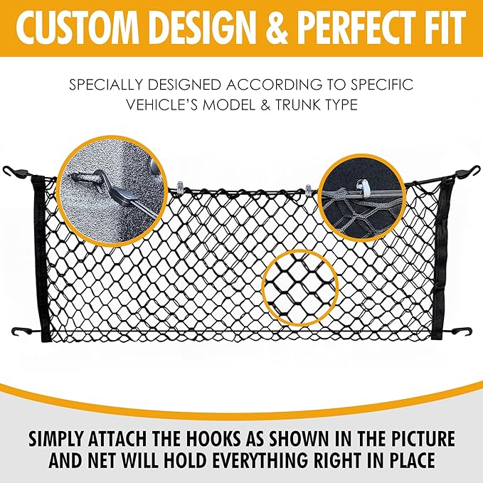 Envelope Style Trunk Mesh Cargo Net for GMC Sierra 2013-2025, Automotive Exterior Accessories - Premium Car Trunk Storage Organizers, Cargo Bed Net for Pickup Truck, Smart Vehicle Storage Organizer