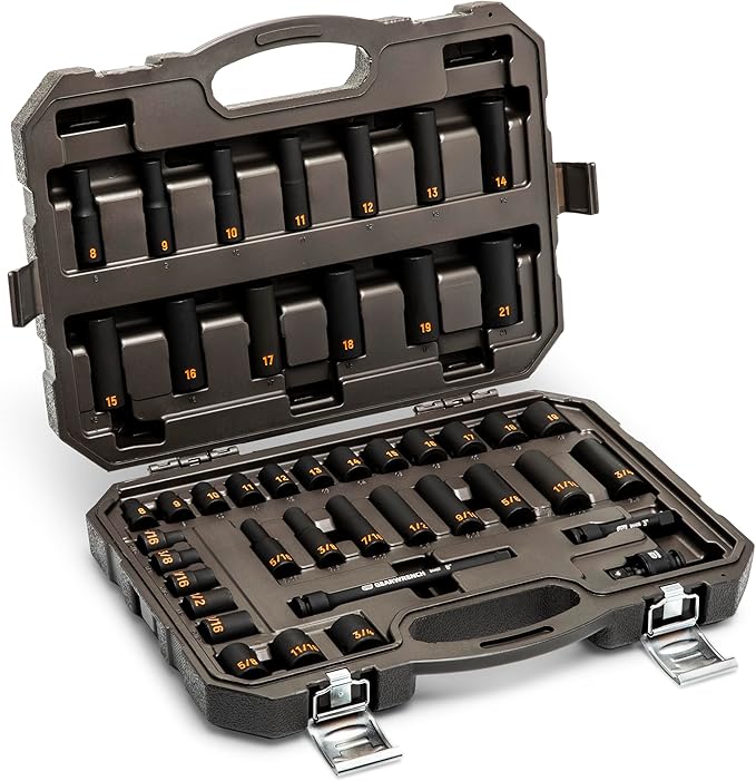 GEARWRENCH 44 Piece 3/8" Drive 6 Point Standard & Deep Impact SAE/Metric Hi-Viz Socket Set | 84916H