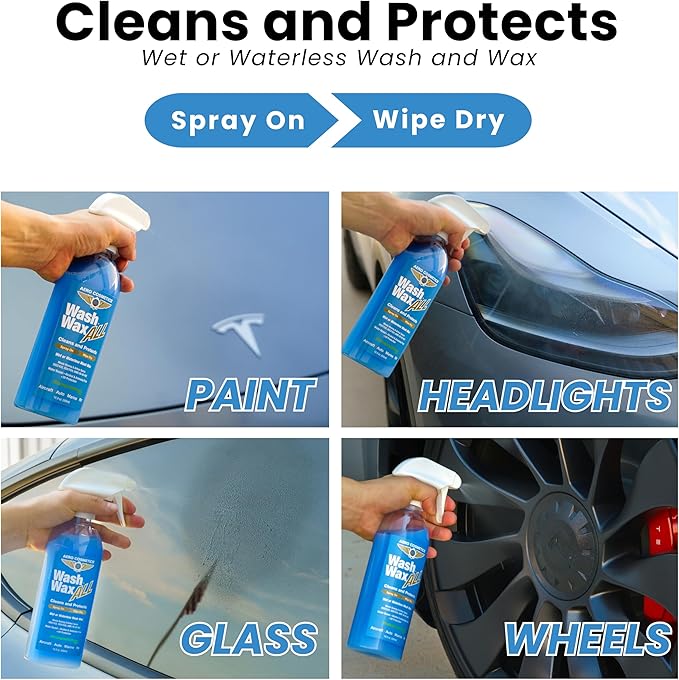 Wet or Waterless Car Wash Wax 32 Fl. oz, UV Protection. Cleans, Protects, and Shines. Aircraft Quality Just Spray On and Wipe Dry Anywhere, Anytime, Home, Office, School, Garage, Parking Lots.