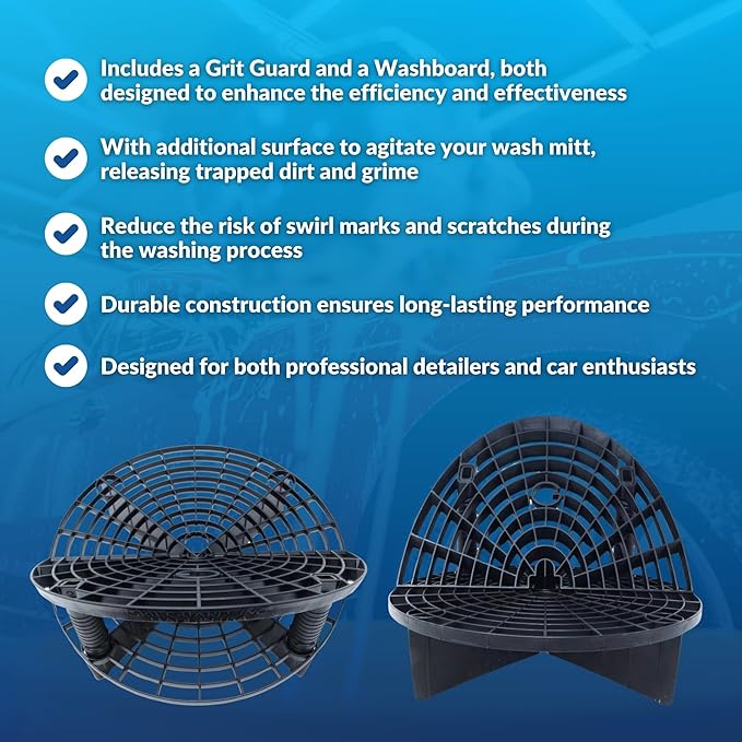 The Original Grit Guard Bucket Insert with Washboard Combo | Removes Dirt from Wash Mitt for Detailing | Car Wash Bucket Insert & Washboard | Black/Red
