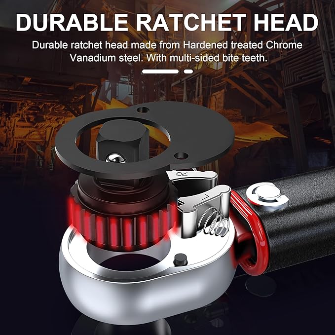 1/4" Drive Torque Wrench, 20-260 In.-Lb. Click Torque Wrench, 72 Tooth Dual-Direction Adjustable, Dual Scale, ±3% Accuracy, for Bicycle, Motorcycle, Automotive Repair and Maintenance