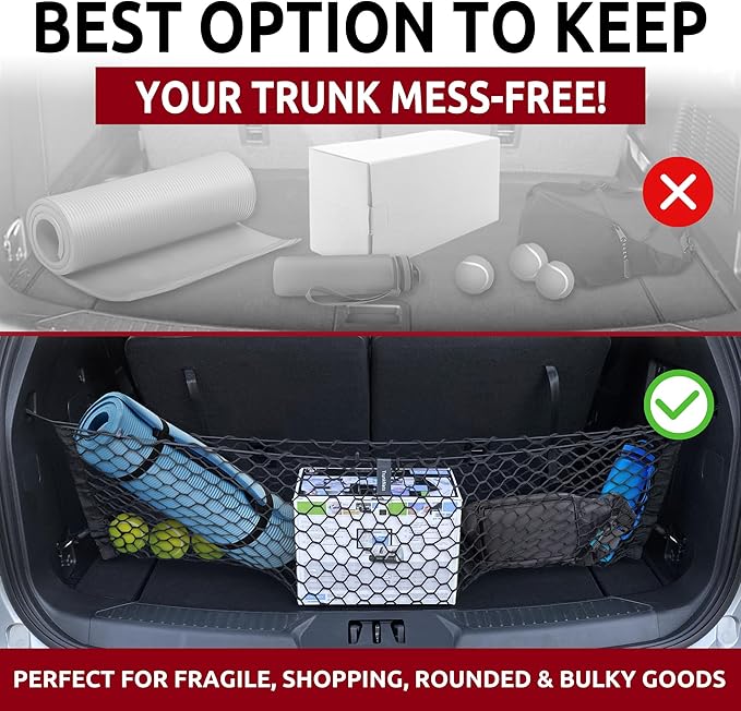 Envelope Style Trunk Mesh Cargo Net for Ford Explorer Base ST XLT 2020-2024 - Car Accessories - Premium Trunk Organizers and Storage - Cargo Net for SUV - Vehicle Carrier Organizer for Ford Explorer