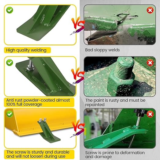 2Pcs Tractor Bucket Protector, Skid Edge Guard - Double Lock Nuts & Bolts, 4.5" Width Green Steel Plate, Universal Fit for 60" to 72" Loaders, for Snow Removal, Gravel, Leaves Spreading