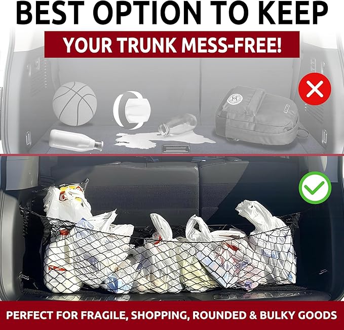Envelope Style Automotive Elastic Trunk Mesh Cargo Net for For Nissan Armada 2005-2023 - Premium Trunk Organizer and Storage - Luggage Net for SUV