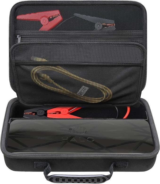 Elonbo Carrying Case for Halo Bolt Ultimate 2.0/3.0 Portable Car Battery Jump Starter/Halo Bolt 55500 mwh/Air 58830/ Air + 55500/58830/ 44400/57720 Emergency Power Kit Holder, Black