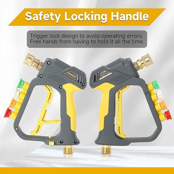 Foam Cannon Gun Dual Connector Accessory for Pressure Washer, Double Tip Attachment Soap Cannon with Power Washer Short Gun, Car Wash Foam Gun Kit, 1/4" Quick Connect, 5 Nozzle Tips