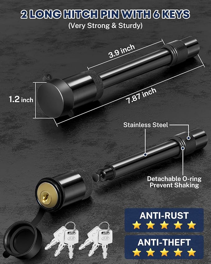 Kohree 6" Adjustable Trailer Hitch Kit Fit 2" & 2.5" Receiver, Drop Hitch with 3 Ball 1-7/8", 2", 2-5/16", 12500 LBS GTW Heavy Duty Tow Hitch with Anti-Theft Pins for Class III & IV Vehicles