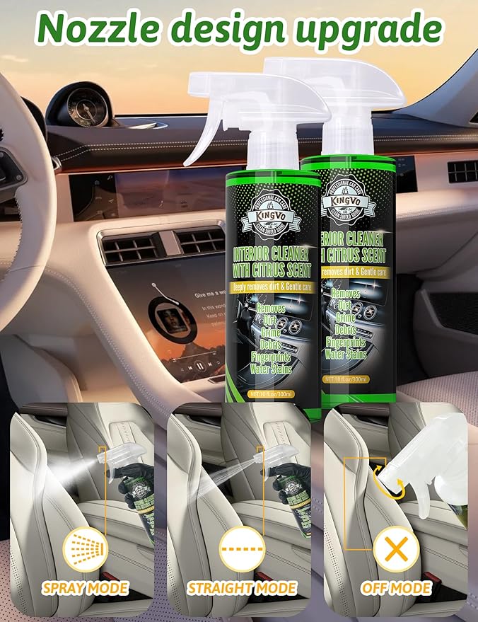 Kingvo Ceramic Coating Spray and Leather Seat Cleaner, Ceramic Car Wax for Couch Cleaning Spray Car Detailing Kit Washing Supplies