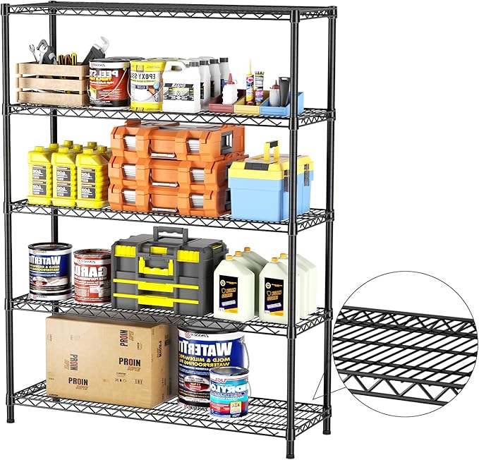 SINGAYE Shelf Closet Wire Shelving：Adjustable Metal Unit for Laundry Room Organization Bathroom Kitchen Home Garage Storage Pantry Rack Shelves