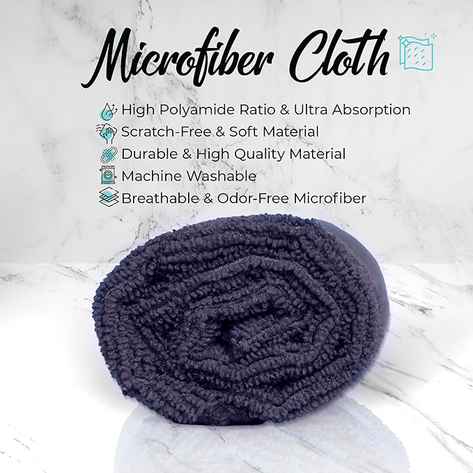 Microfiber Cleaning Cloth - Pack of 12 (12.5"x12.5") Gray Color, Non-Abrasive, Ultra-Absorbent, Lint-Free Towels for Cars, Reusable Cleaning Rags