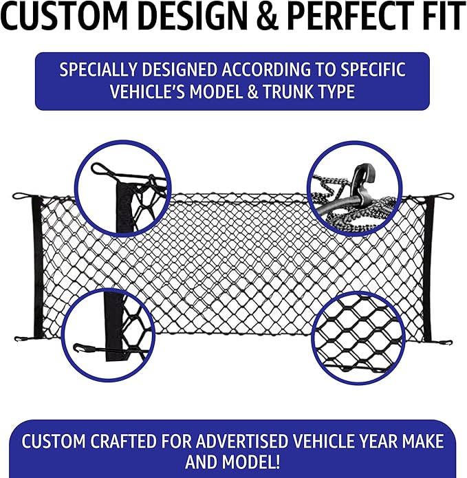 Envelope Style Trunk Mesh Cargo Net for Dodge Durango SXT GT SRT 1998-2026 - Car Accessories - Premium Trunk Organizers and Storage - Cargo Net for SUV - Vehicle Carrier Organizer for Dodge Durango