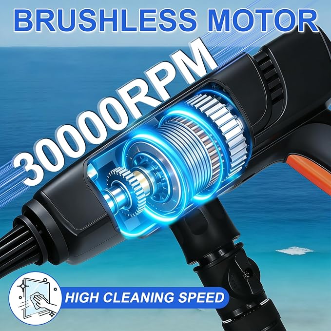 Cordless Pressure Washer Battery Powered, Cordless Power Washer, 1450 PSI Portable Handheld Power Washer with Brushless Motor, 6-in-1 Nozzel, 2pcs 4.0Ah Battery Pressure Washer for Car, Home