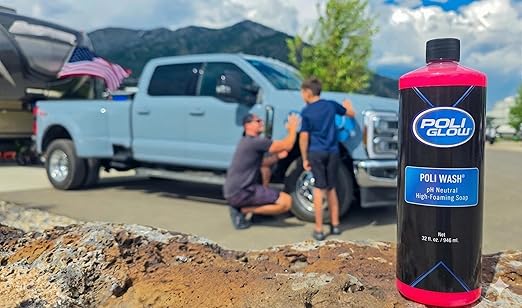 Poli Glow Poli Wash – 32 oz Concentrated Foaming Soap for Boats, RVs & All Vehicle Surfaces – pH Neutral, Biodegradable – Safe for Poli Glow, Ceramic Coatings, Fiberglass, Gel Coat, Aluminum & Paint