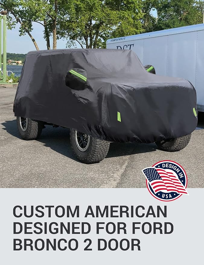 Proadsy Car Cover Compatible with Ford Bronco 2 Door 2021-2024 2025 2026 Windproof All Weather Waterproof Sun Rain UV Dust Snow Protection Outdoor Covers