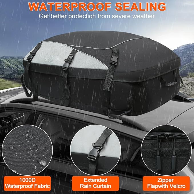 Car Rooftop Cargo Carrier Bag Waterproof Duty- Car Roof Top Carrier, Roof Top Carrying Bags 28 Cubic Feet