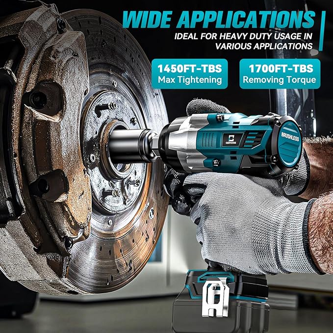Cordless Impact Wrench 1/2 inch Compatible with Makita Battery: 1700FT-LBS High Torque Impact Wrench Heavy Duty Tool - Brushless Electric Impact Gun Includes LED Work Light - Bare Tool Only