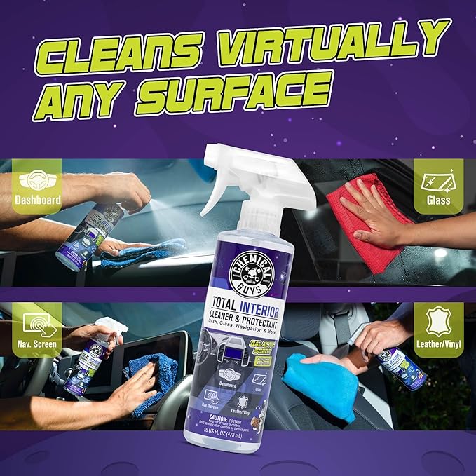 Chemical Guys Total Interior Cleaner & Protectant - 2 Pack (16 oz Each) All-in-One Car Interior Cleaner for Dash, Seats, Carpet, Glass, Vinyl, Leather, and Plastic - Galactic Scent