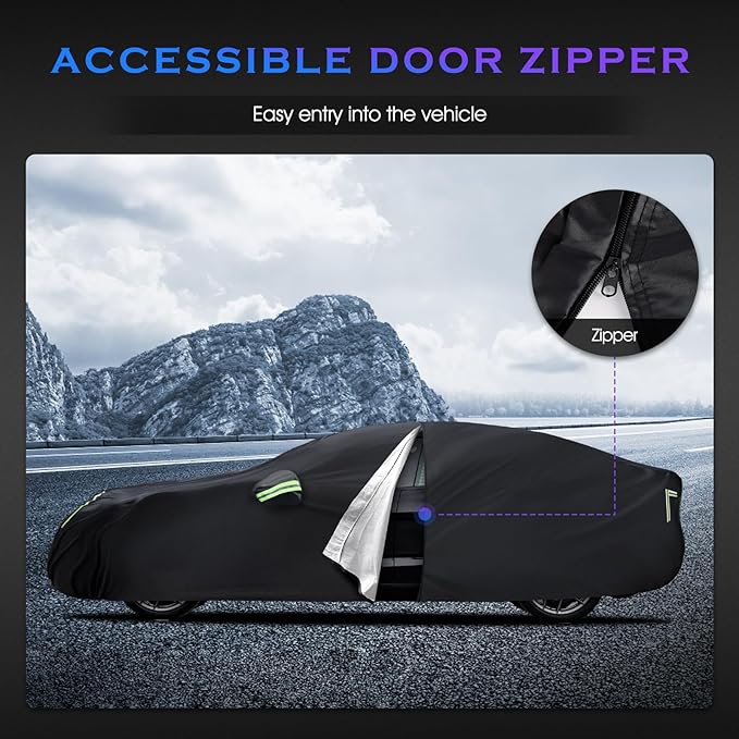 Car Cover Custom Fit for Tesla Model 3 2017-2026, 6 Layers Truck Cover Waterproof All Weather for Automobiles,Outdoor Full Exterior Cover,Rain, Sun, Wind Protection,Black