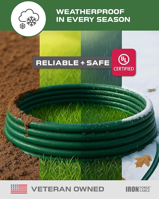 Iron Forge Cable 2 Pack 50ft Green Outdoor Extension Cord with 3 Outlets - 16/3 SJTW 50ft Extension Cord, 13 Amp All-Weather Heavy Duty Power Cable