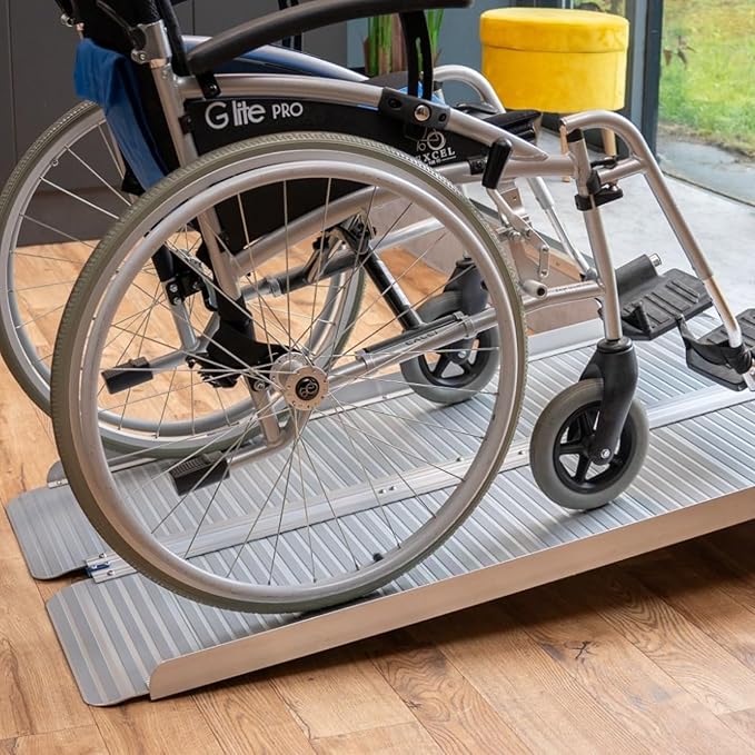 Ruedamann 2 FT Portable Wheelchair Ramp, Sturdy Non-Slip Aluminum Wheelchair Ramp with Upgraded Hinge, Aluminum Folding Ramp for Doorways, Ramp for Wheelchairs, Scooters, Steps, Stairs, Pets