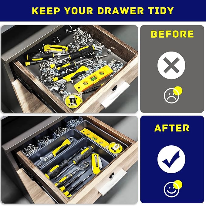 Tool Box Organizer, Tool Drawer Organizer Tray Divider, Toolbox Organization, Garage Tool Organizers and Storage, Tool Box Accessories for Rolling Tool Chest Cabinet (47PCS)