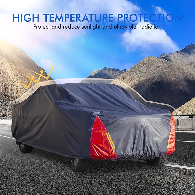 Truck Cover Waterproof All Weather for Automobiles, 6 Layers Outdoor Full Exterior Cover Rain Sun UV Snowproof Protection (Length Up to 228 inch)