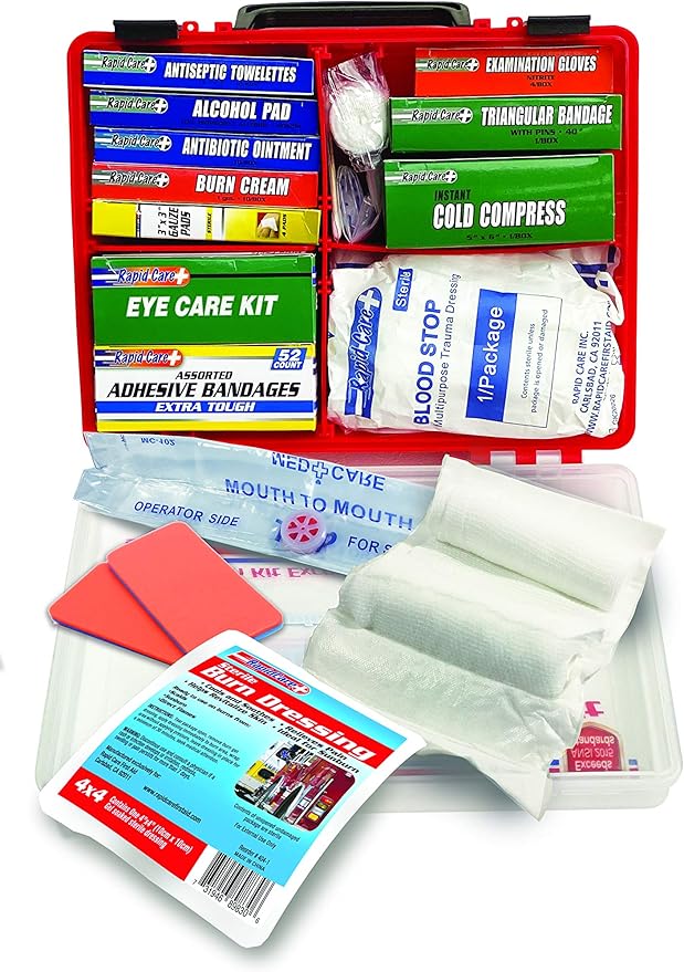 Rapid Care First Aid 839-1-12AN Premium Commercial Grade 25 Person First Aid Kit, Exceeds OSHA/ANSI 2015 Standards, in Detachable Wall Mountable Poly Case