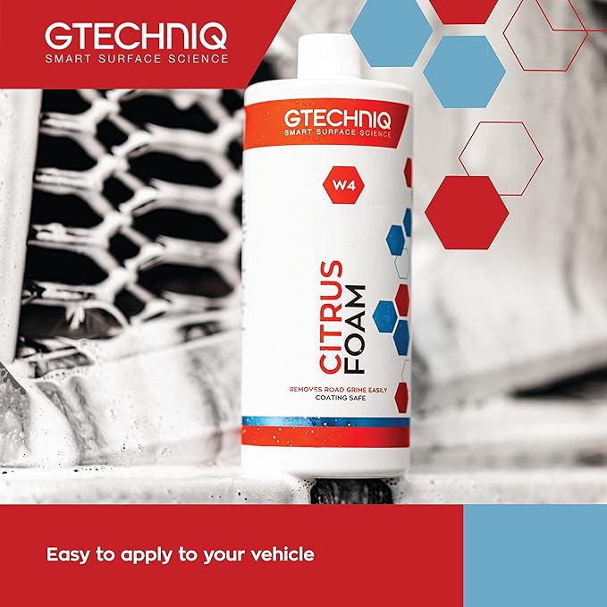 Gtechniq W4 Citrus Foam Shampoo and Degreaser for Cars 1L | Removes Road Grime and Enhances Shine, Non-Caustic Formula, Easy to Apply
