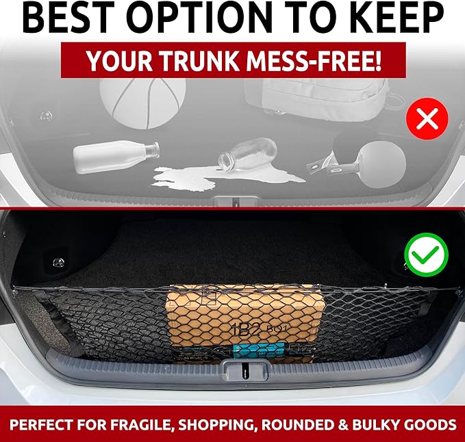 Envelope Style Trunk Cargo Net Black for Lexus ES 2019-2026 - Car Accessories - Premium Trunk Organizers and Storage - Cargo Net for Sedan - Vehicle Carrier Organizer for Lexus ES