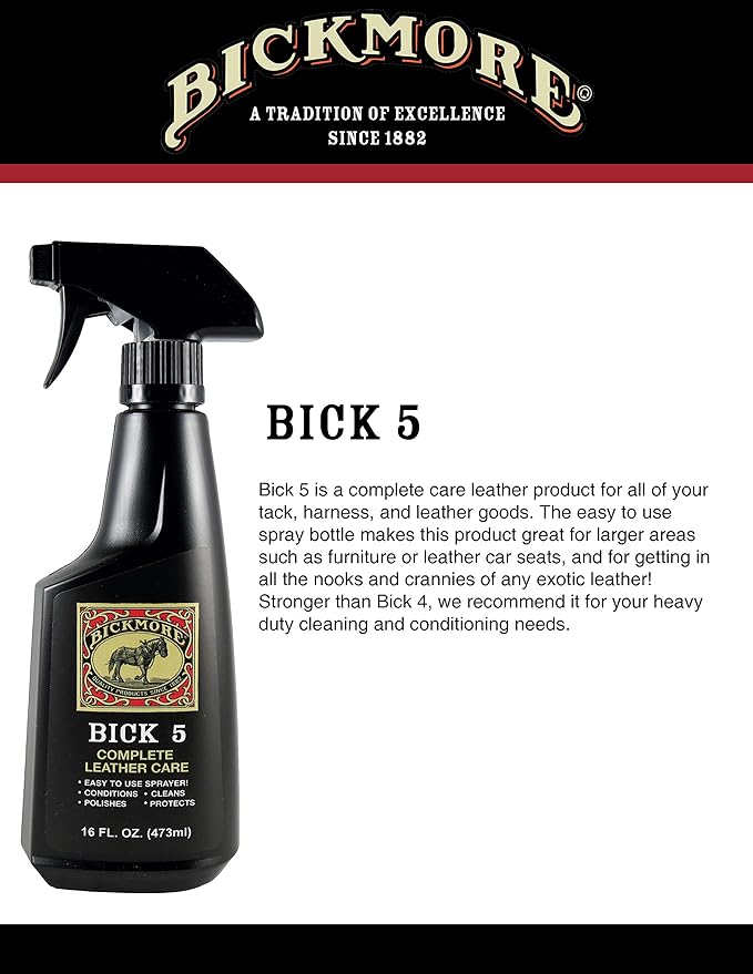 Bick 5 Leather Cleaner Conditioner Spray 16 fl oz, For All Leather Goods, USA Made