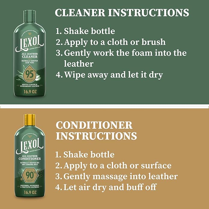 Lexol Advanced Naturals Leather Care Kit with All Leather Cleaner, Conditioner, 2 Cotton Cloths and Natural Bristle Brush, Great for Car Interiors, Furniture, Bags, Boots, Baseball Gloves, 5 Piece Kit