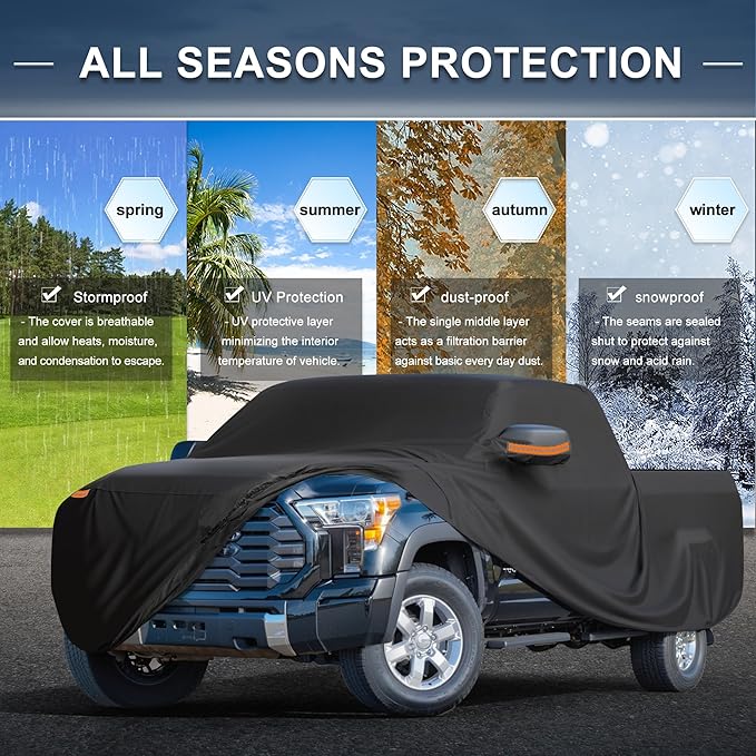 X AUTOHAUX Car Cover for Toyota Tundra 210D-PU Outdoor Full Car Cover All Weather with Door Zipper for Waterproof Windproof Sun Rain Snow Protection