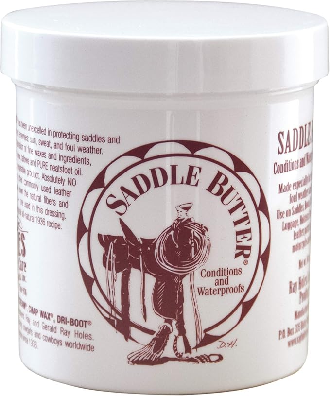 Ray Holes Saddle Butter with Leathercraft Applicator Sponge Included, Ideal for Use on Saddles, Boots, Chaps, Gun Scabbards, Luggage, Holsters, Bridles and Tooled Leather and More, Pint Size