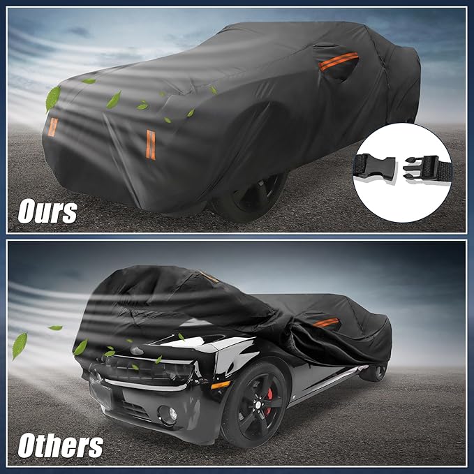 X AUTOHAUX Car Cover for Chevy Camaro 2010-2021 Aluminum Film Outdoor Waterproof Sun Rain Snow Hail Protection with Driver Door Zipper