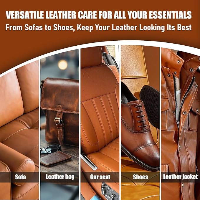 Leather Cleaner and Conditioner Kit – 2×16oz | Leather Cleaner for Car Seats, Furniture, Couches, Shoes & Boots | pH-Balanced, Non-Greasy, Restores & Protects All Leather