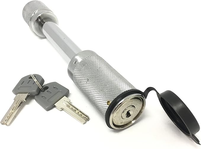 MaxxHaul 70050 Trailer Hitch Lock - Heavy Duty 5/8"- Hitch Locking Receiver Pin With 2 Keys, Chrome