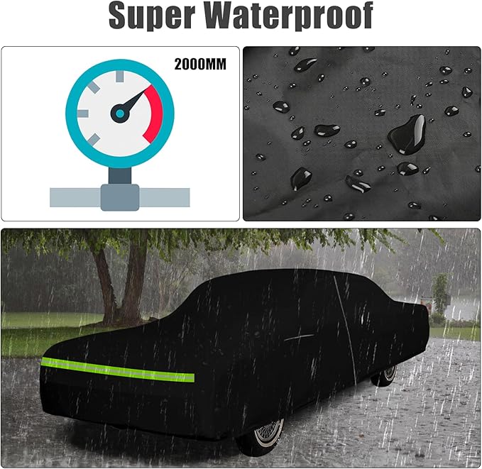 Waterproof Car Cover Compatible with 1967-1977 Oldsmobile Cutlass Sedan/Coupe Accessories, 210T All Weather Car Covers with Zipper&Lock for Car Dust Snow Rain Hail Protection(Base/S/Supreme/442)