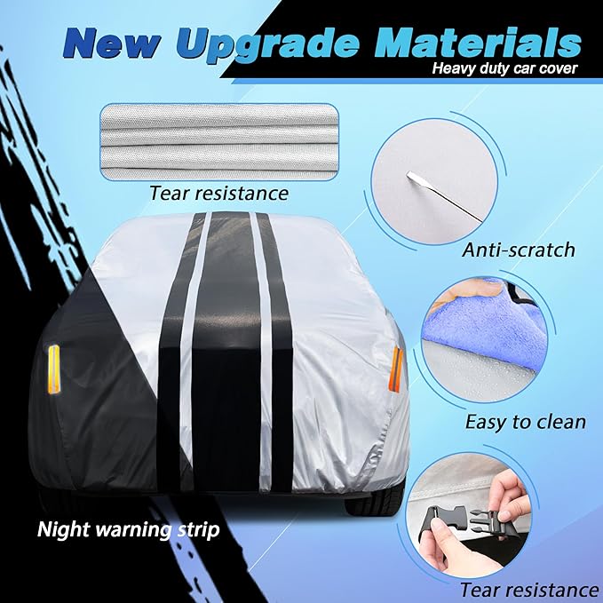 Car Cover Custom Fit for Dodge Challenger Sedan (2008-2025), Waterproof All Weather for Automobiles Full Exterior Cover Rain Sun Snow UV Protector.
