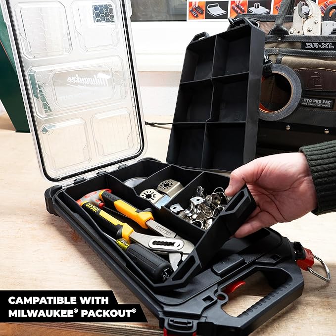 StealthMounts Quad FlexiTray | Flexible Tool Trays Compatible with Milwaukee PACKOUT | Organiser for Tools, Nuts, Bolts & Parts | Workshop, Garage & Van Storage | Made in The UK
